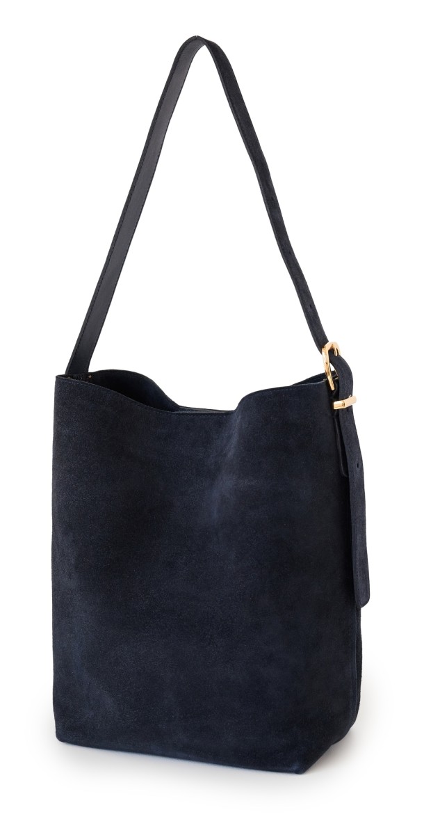 Madewell The Essential Bucket Tote in Suede Deep Indigo Sued