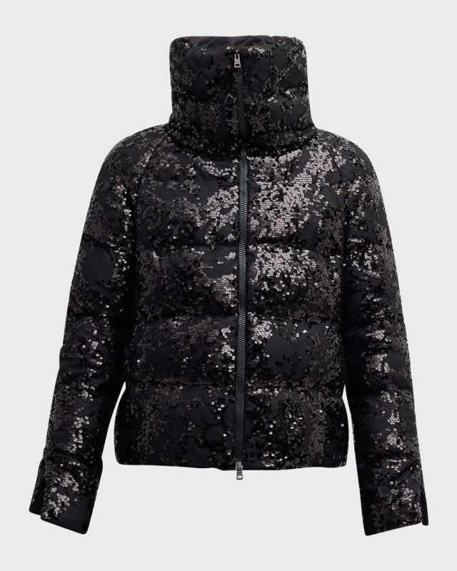 Sequined Lace Puffer Jacket