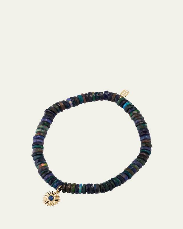 14K Yellow Gold Solar Compass Sapphire Charm Bracelet
