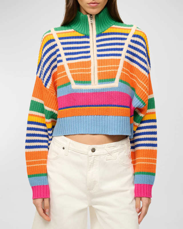 Hampton Chunky Stripe Knit Cropped Pullover Sweater