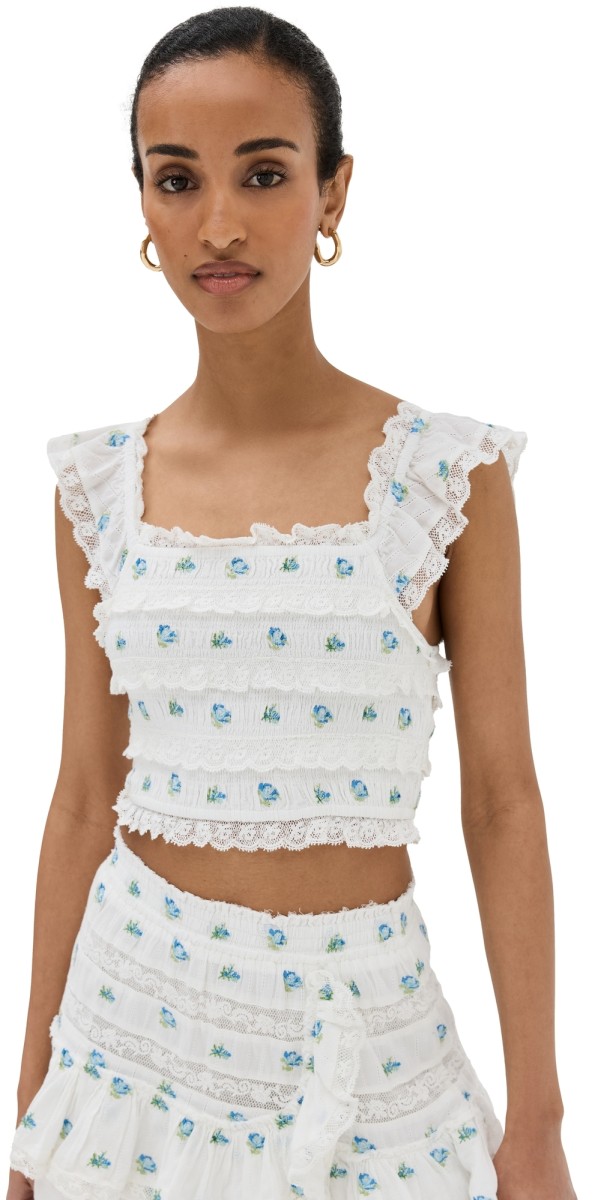 LoveShackFancy Cordula Top Icy Breeze