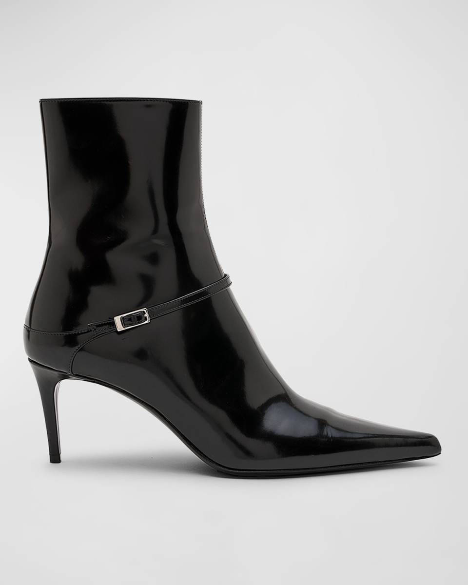 Vendome Patent Buckle Stiletto Booties