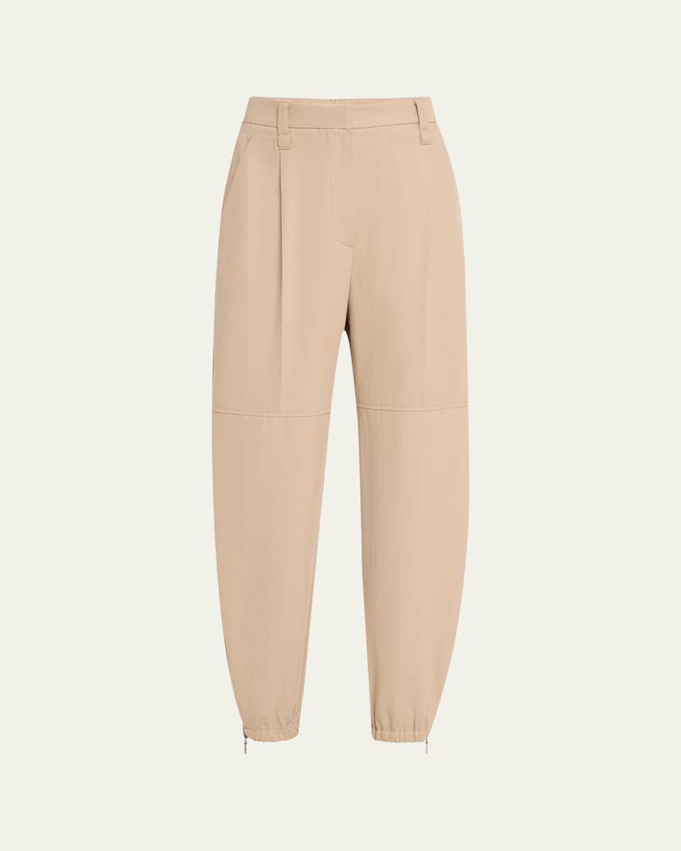 Zip-Hem Cotton-Wool Cargo Jogger Pants