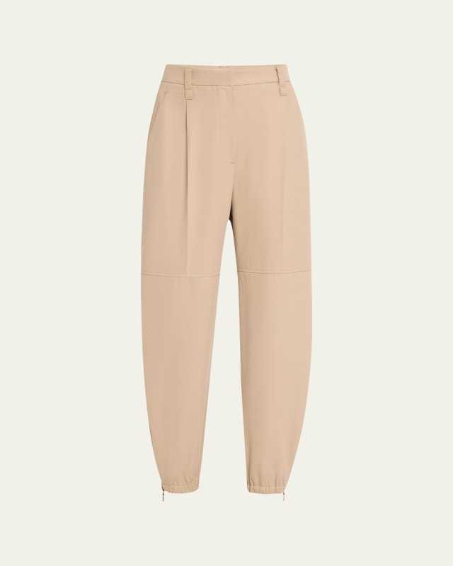 Zip-Hem Cotton-Wool Cargo Jogger Pants