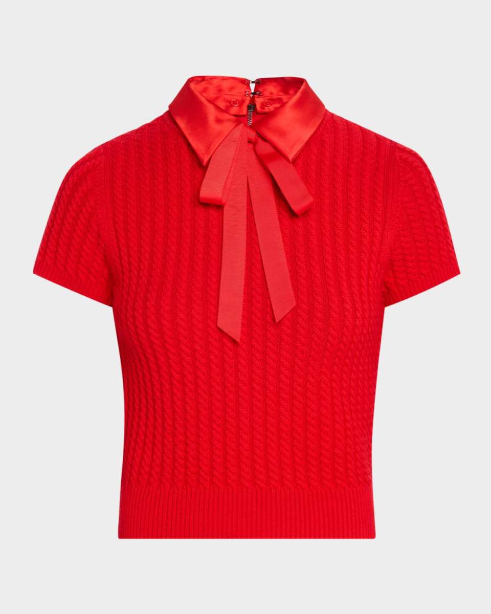 Abbott Short-Sleeve Collared Tie Pullover