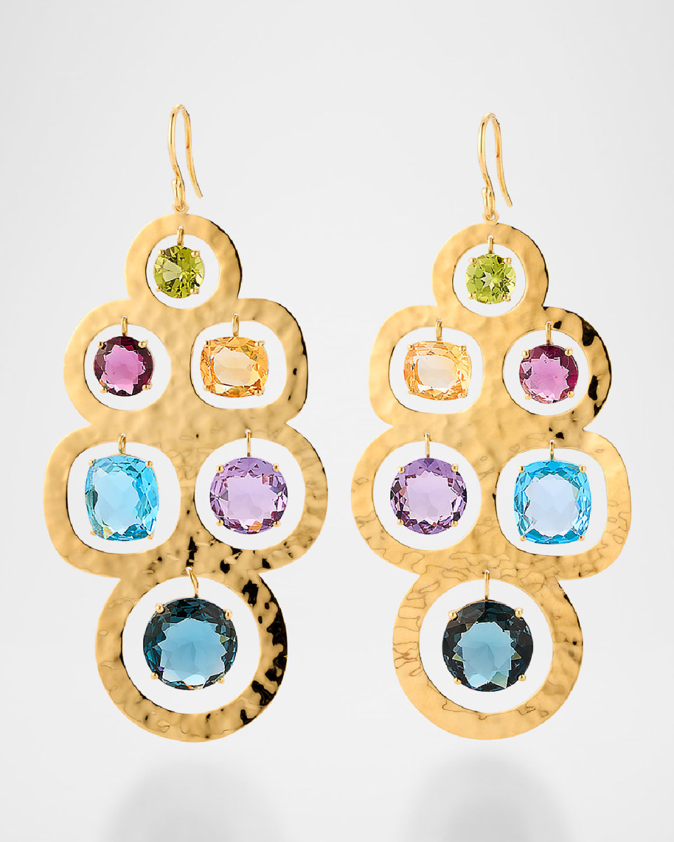 18K Yellow Gold Crinkle Rainbow Earrings