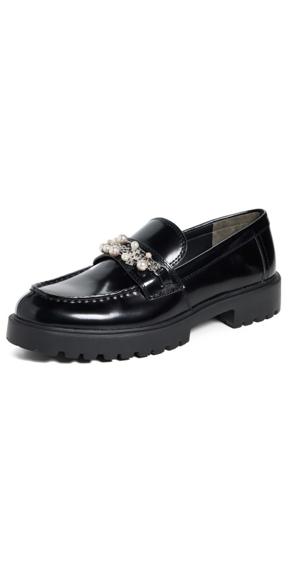 Tory Burch Classic Embellished Lug Loafers Perfect Black