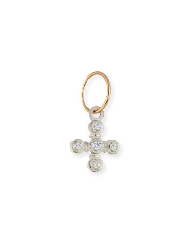Orchid Cross Single Earring with Stones