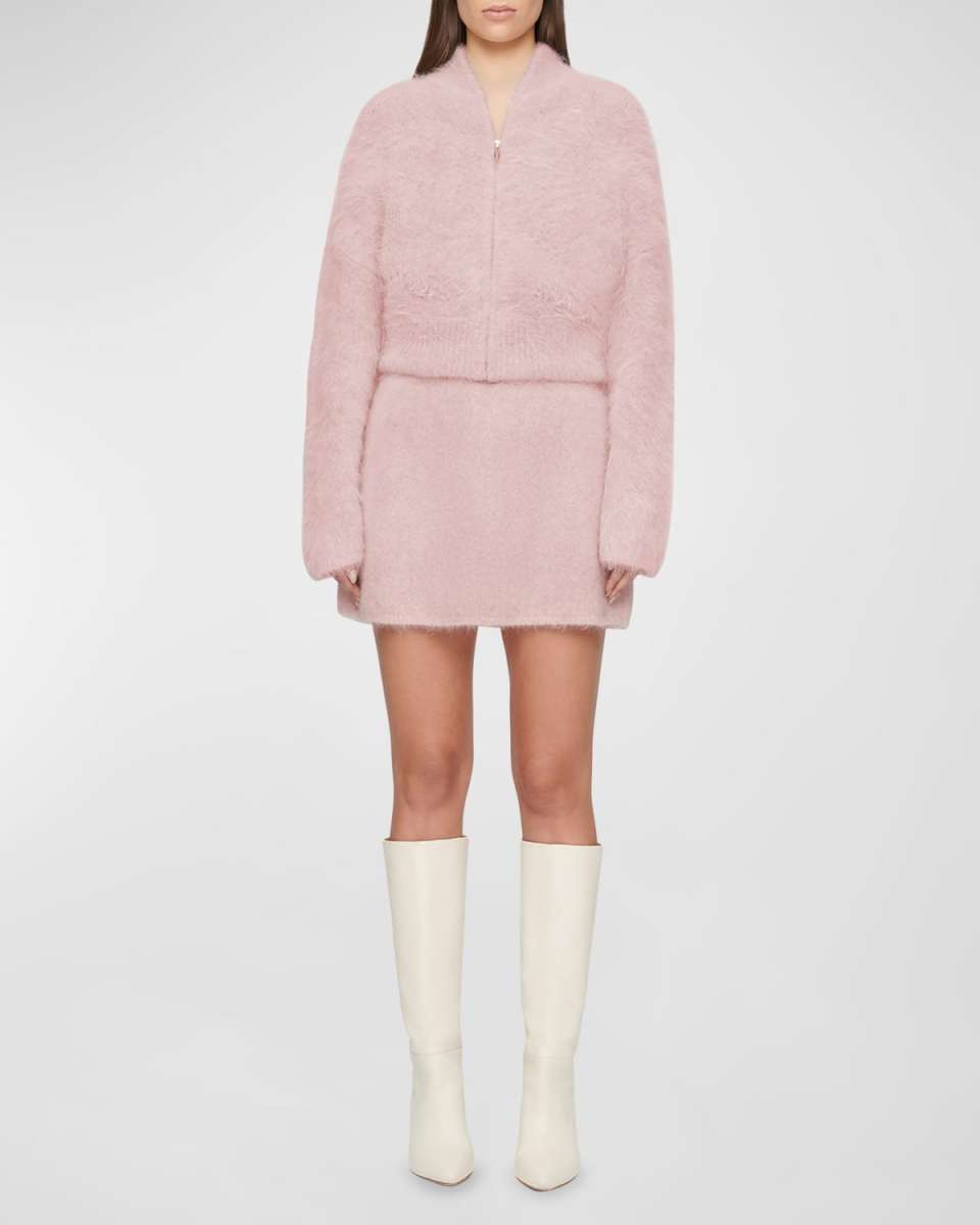 Archer Fluffy Alpaca Wool-Blend Mini Skirt