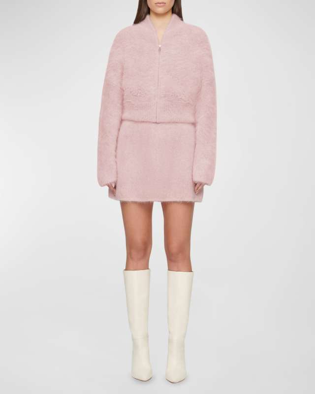 Archer Fluffy Alpaca Wool-Blend Mini Skirt