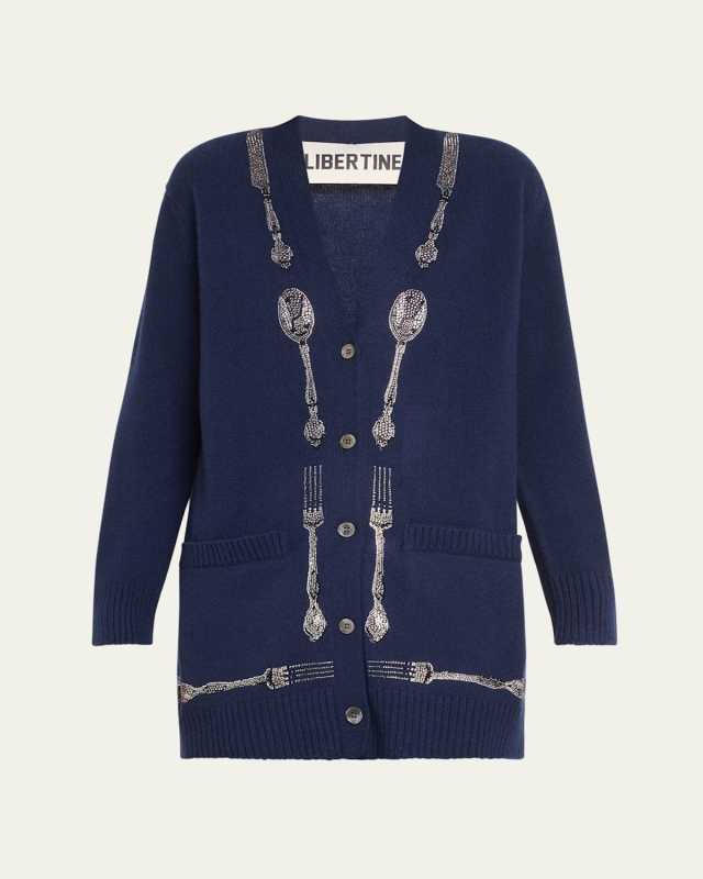 Michelin Star Crystal Oversized Cashmere Cardigan