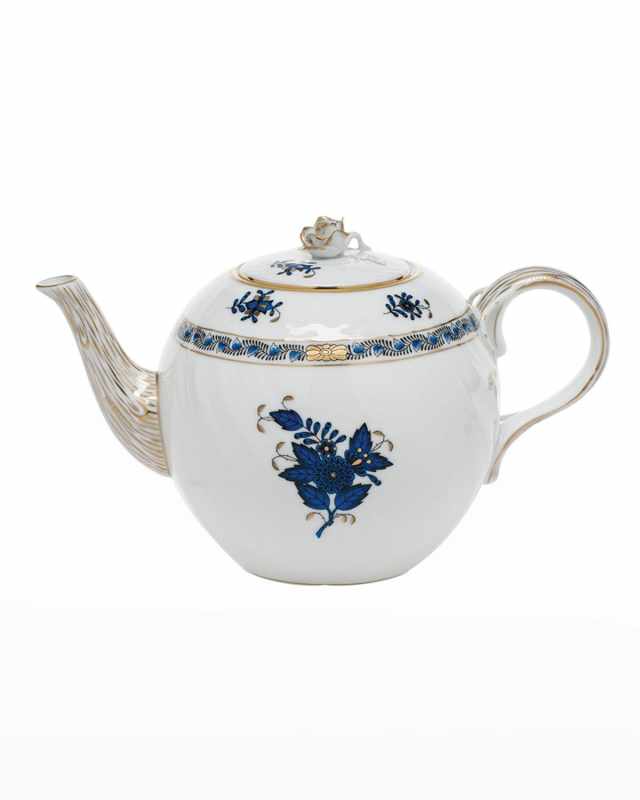 Chinese Bouquet Black Sapphire Teapot