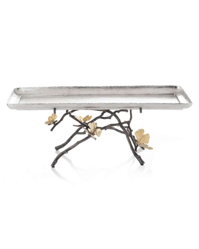 Butterfly Ginkgo Footed Centerpiece Tray