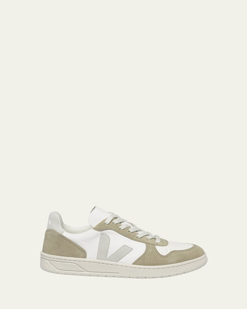 V-10 Mixed Leather Low-Top Sneakers