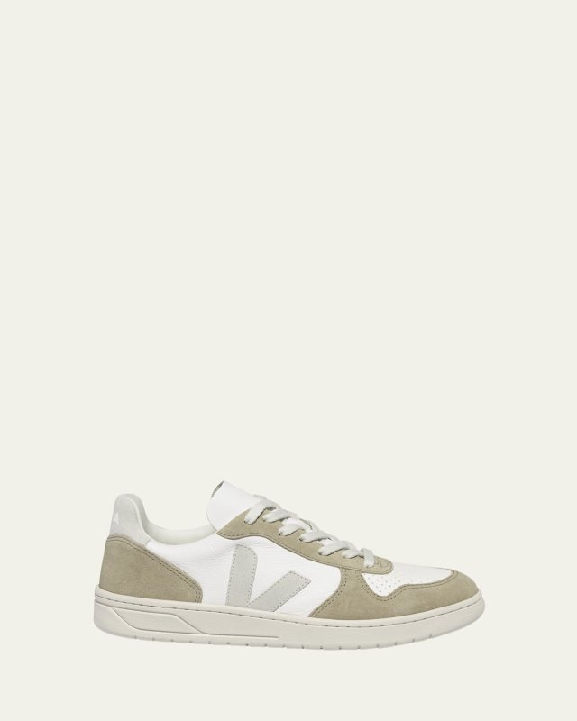 V-10 Mixed Leather Low-Top Sneakers