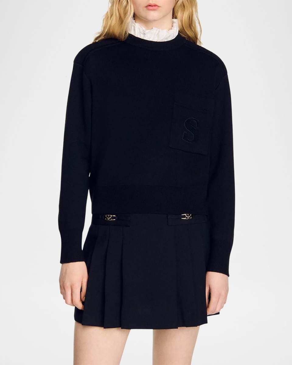 Lucien Knitted Ruffle-Neck Sweater