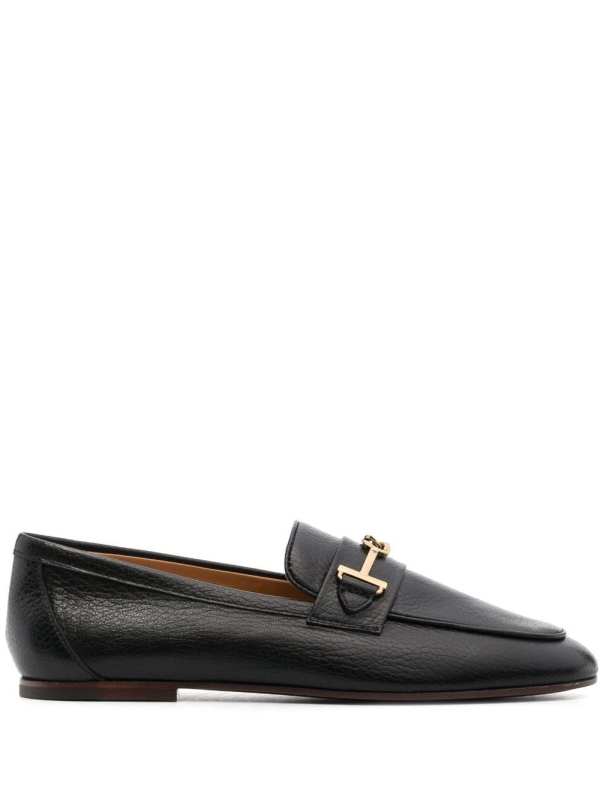 logo-plaque leather loafers