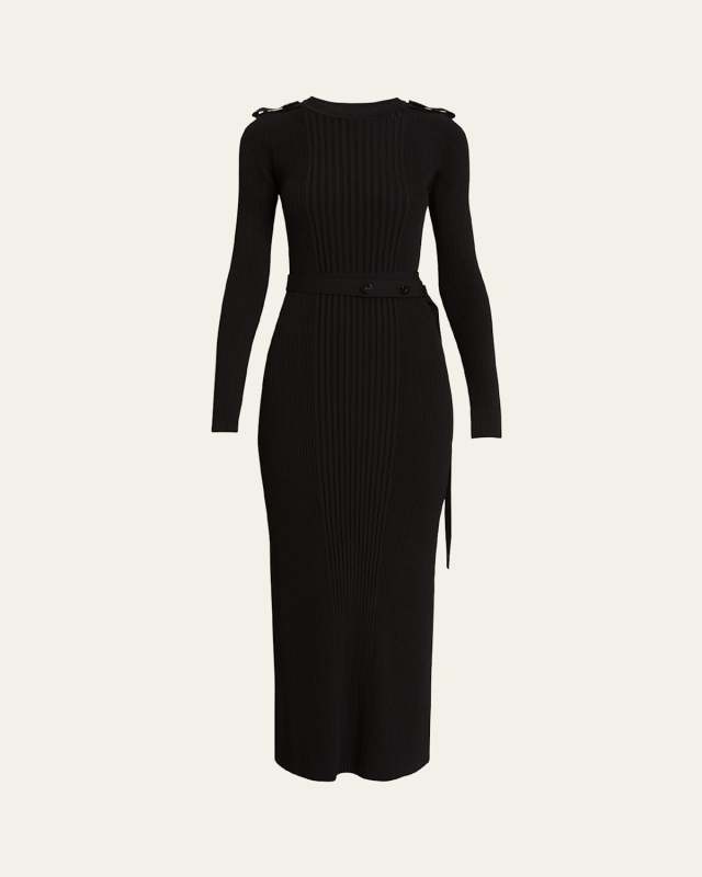 Lauryn Belted Silk-Viscose Knit Maxi Sweater Dress