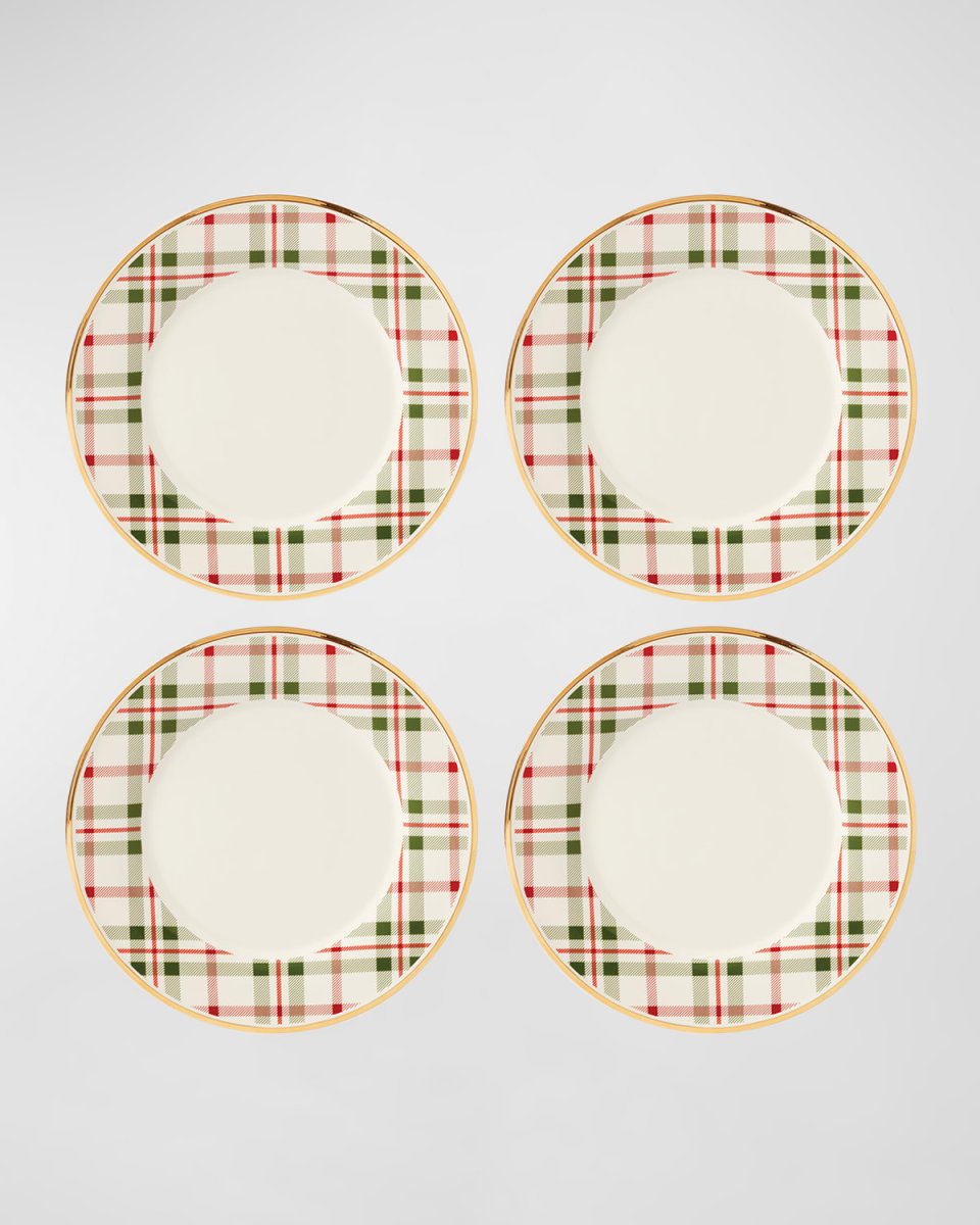 Holiday Plaid Dinner Plates, Set of 4