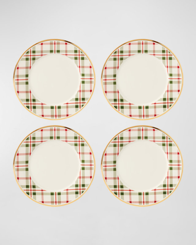Holiday Plaid Dinner Plates, Set of 4