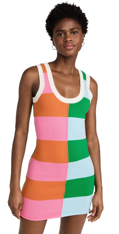 STAUD Mini Seashore Dress Multi Rugby Stripe