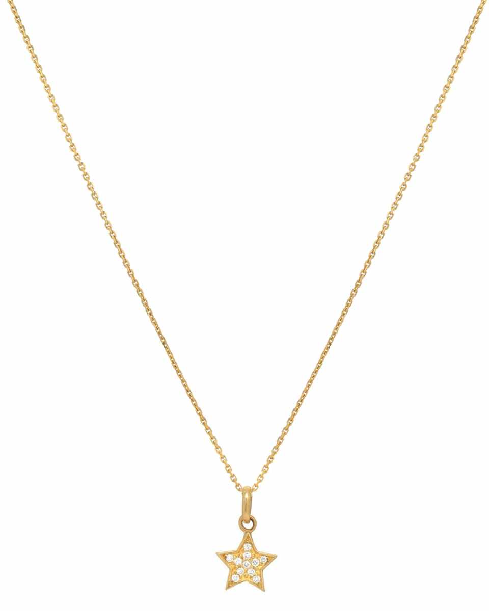 14k Gold Diamond Pave Star Necklace