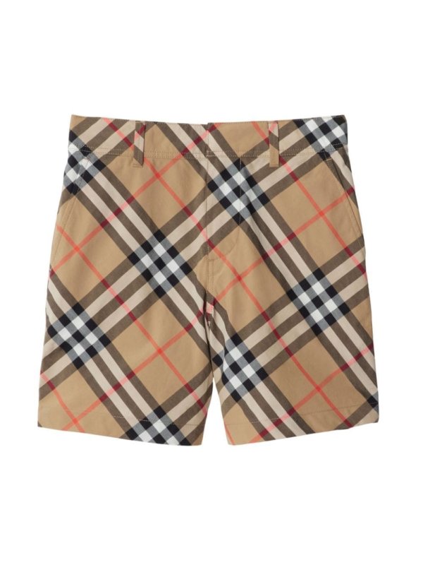 Vintage-Check print cotton shorts