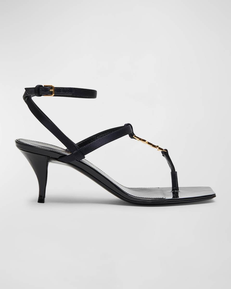 Cassandra YSL Medallion Ankle-Strap Sandals