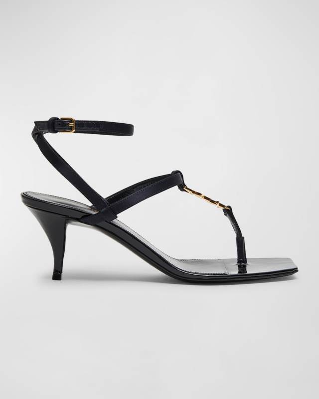 Cassandra YSL Medallion Ankle-Strap Sandals