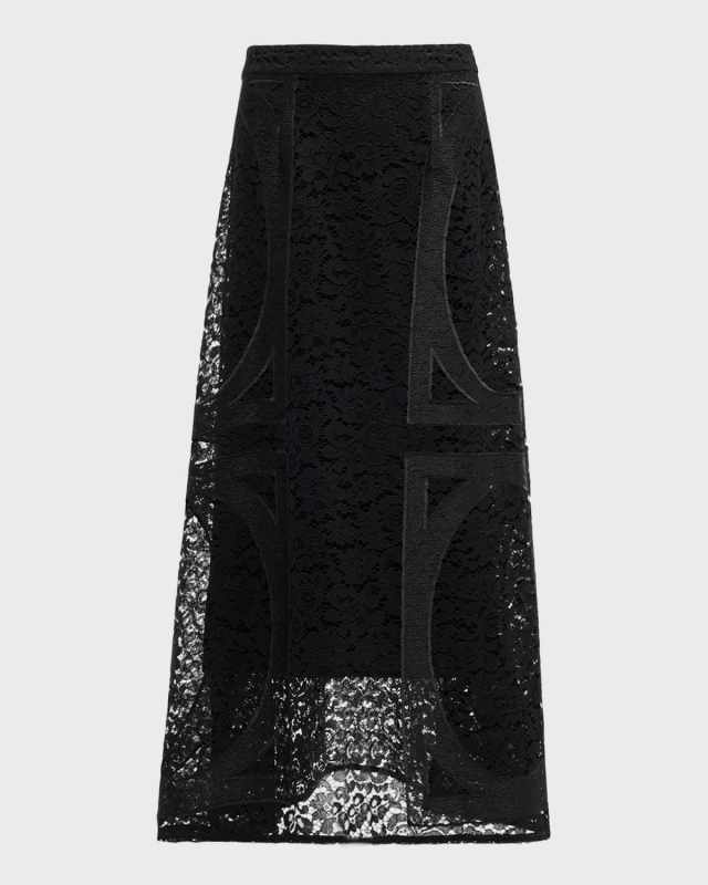 A-Line Floral Lace Maxi Skirt