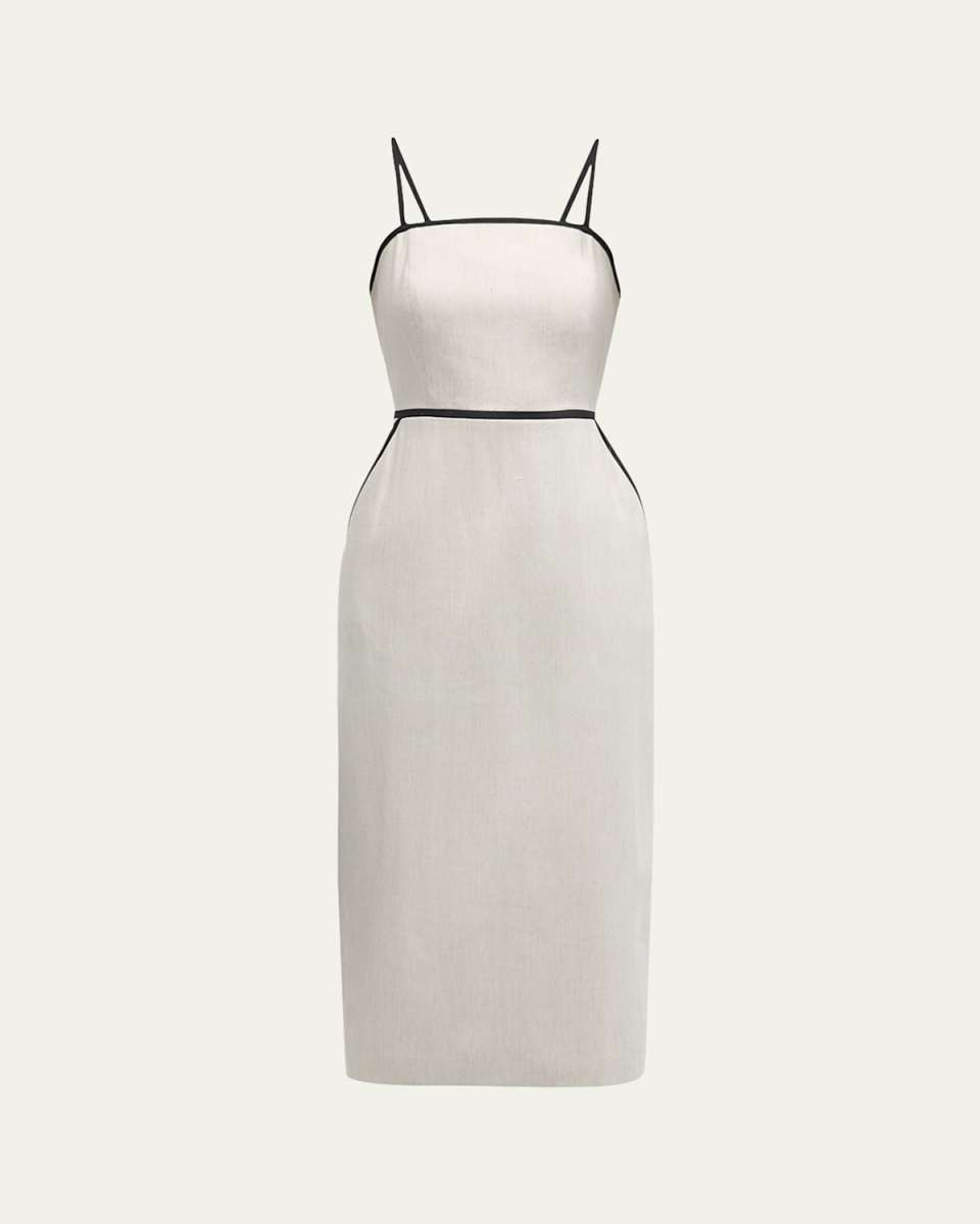 Amara Sleeveless Contrast-Trim Midi Dress