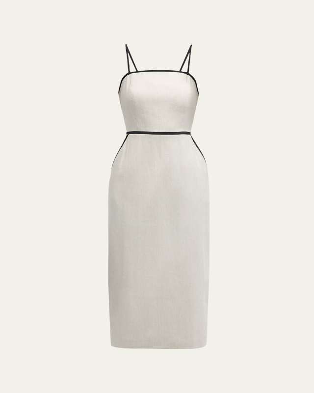 Amara Sleeveless Contrast-Trim Midi Dress