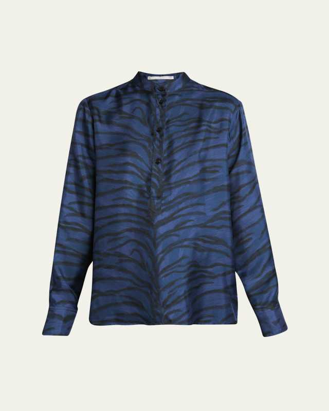 Button-Down Tiger Print Blouse