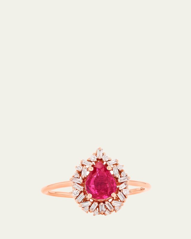 18K Rose Gold One-of-a-Kind Ruby and Diamond Flame Ring