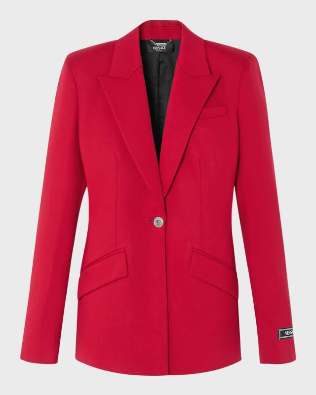 Wool Grain De Poudre Single-Breasted Jacket