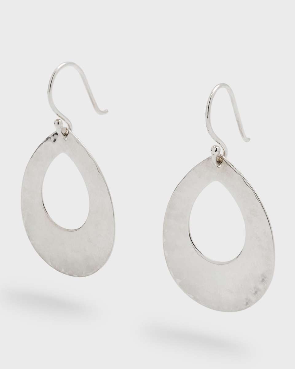 Crinkle Small Open Teardrop Earrings in Sterling Silver