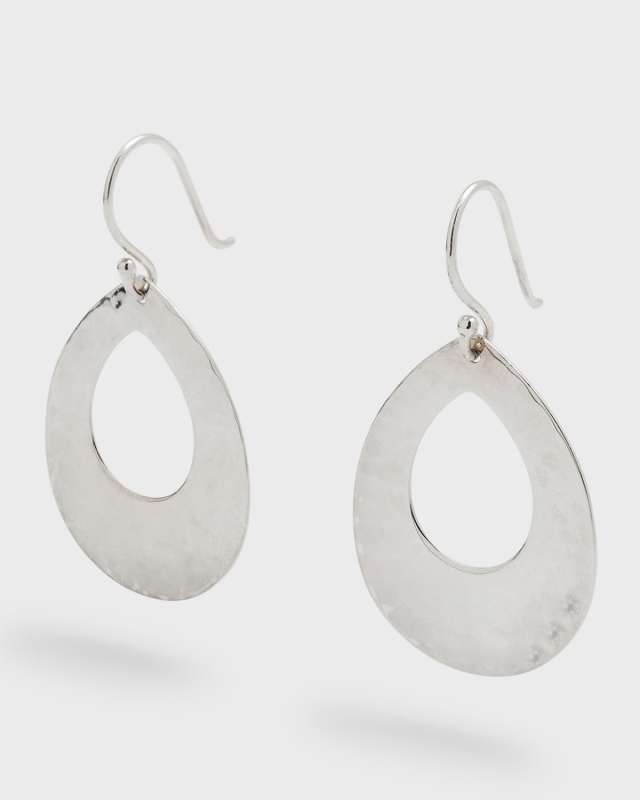 Crinkle Small Open Teardrop Earrings in Sterling Silver