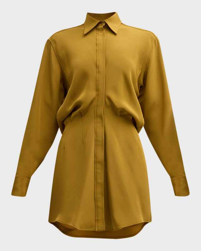The Vera Silk Crepe Mini Shirtdress