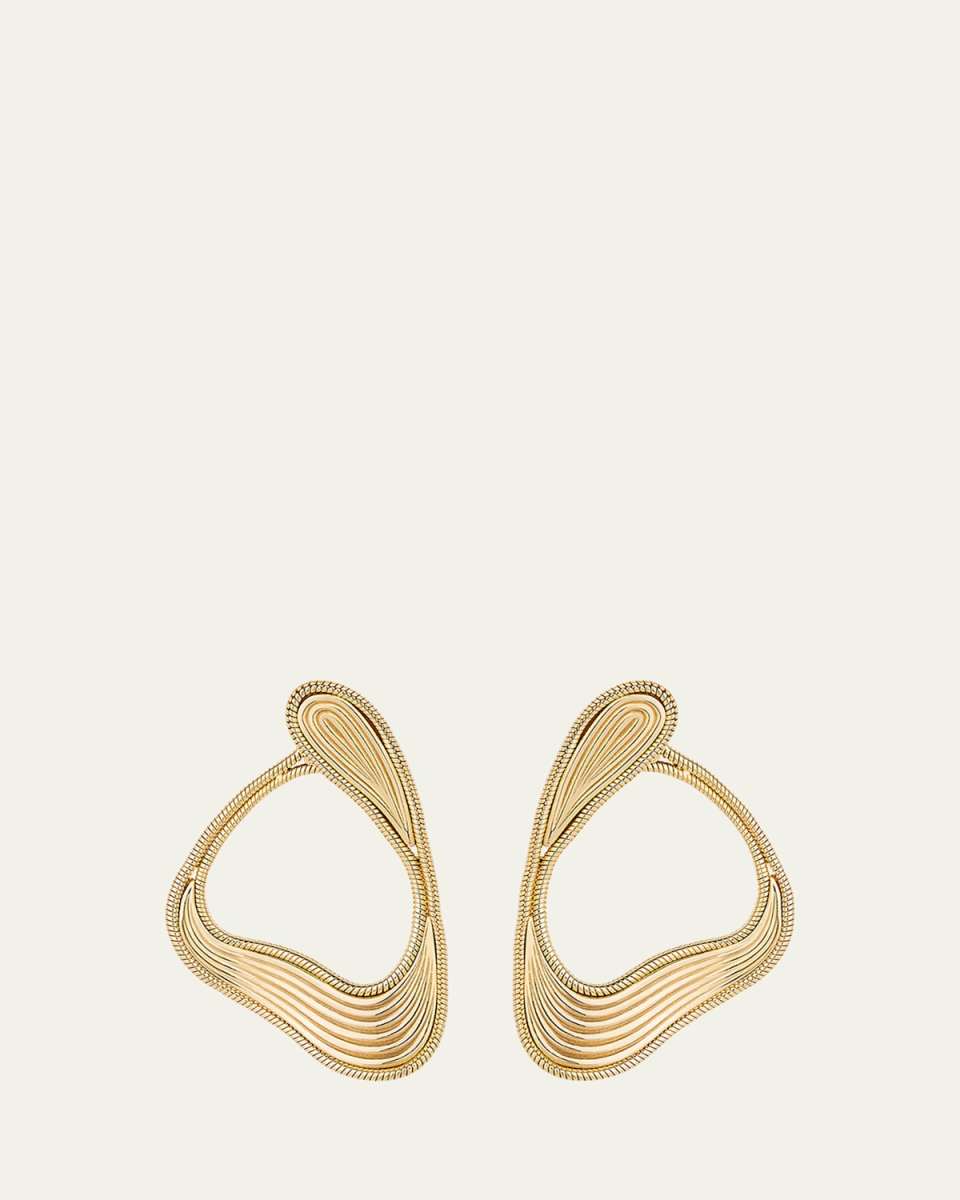Stream Lines Loop Earrings in Yellow Gold