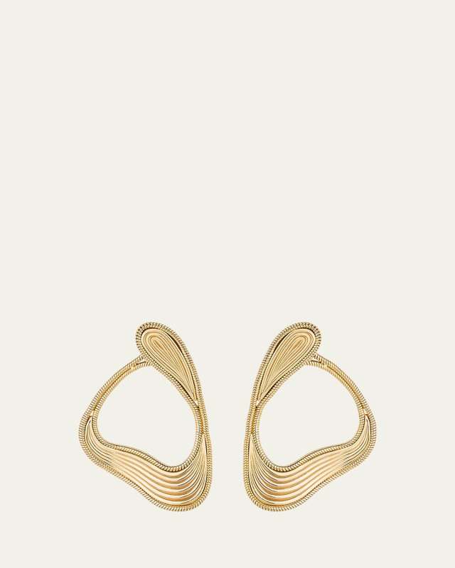 Stream Lines Loop Earrings in Yellow Gold