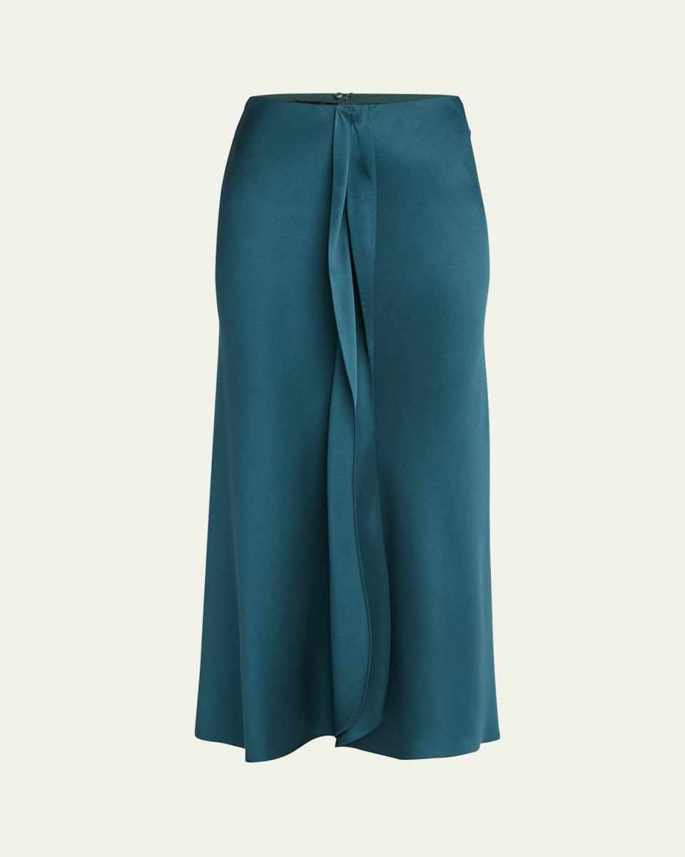Silk Center-Pleat Midi Skirt