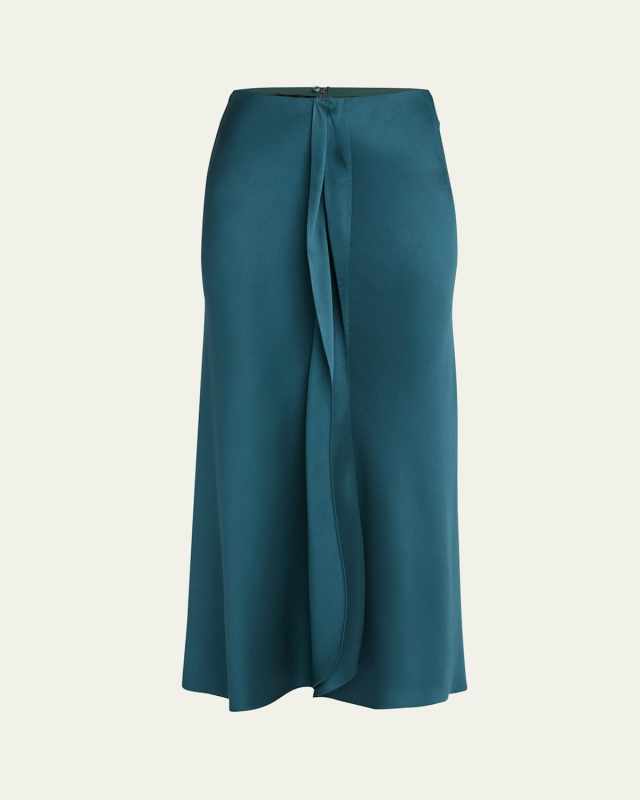 Silk Center-Pleat Midi Skirt
