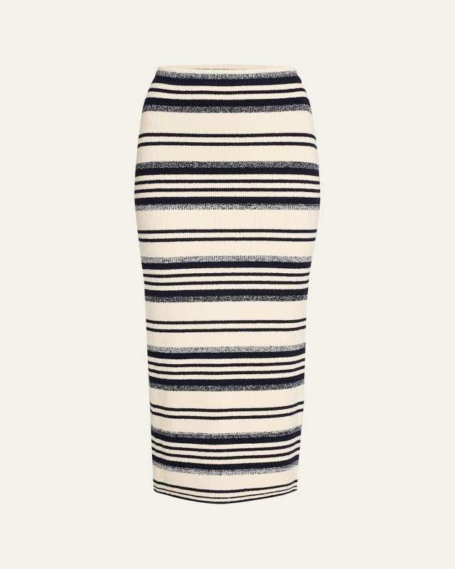 Teagan Metallic Stripe Knit Midi Skirt