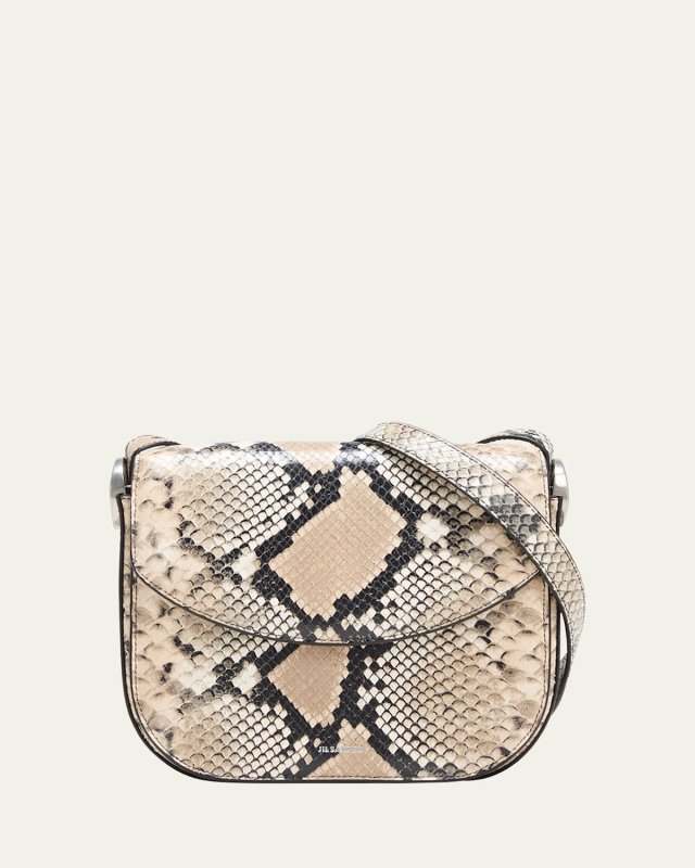 Coin Medium Python-Print Leather Crossbody Bag