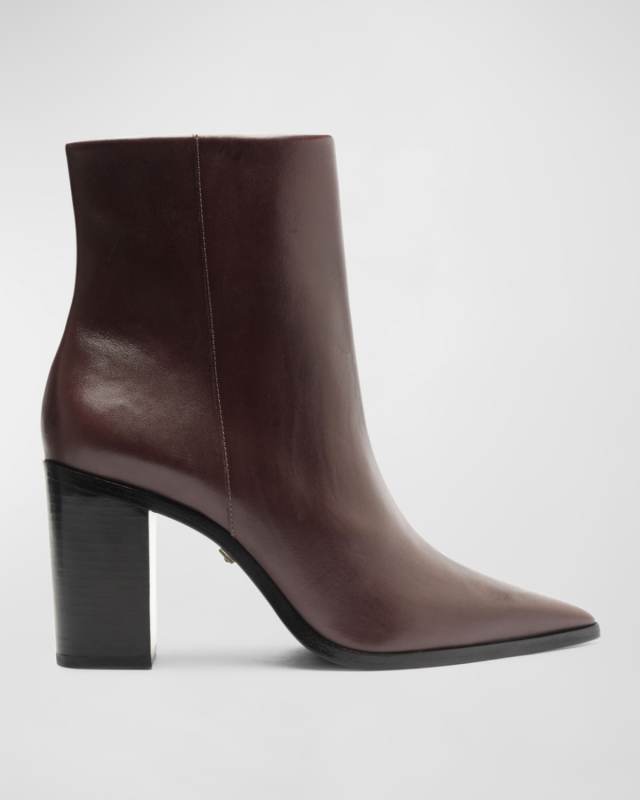 Mikki Leather Block-Heel Booties