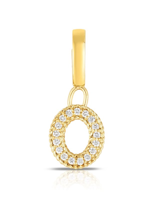 Princess 18K Yellow Gold Diamond Pave Initial Charm, O
