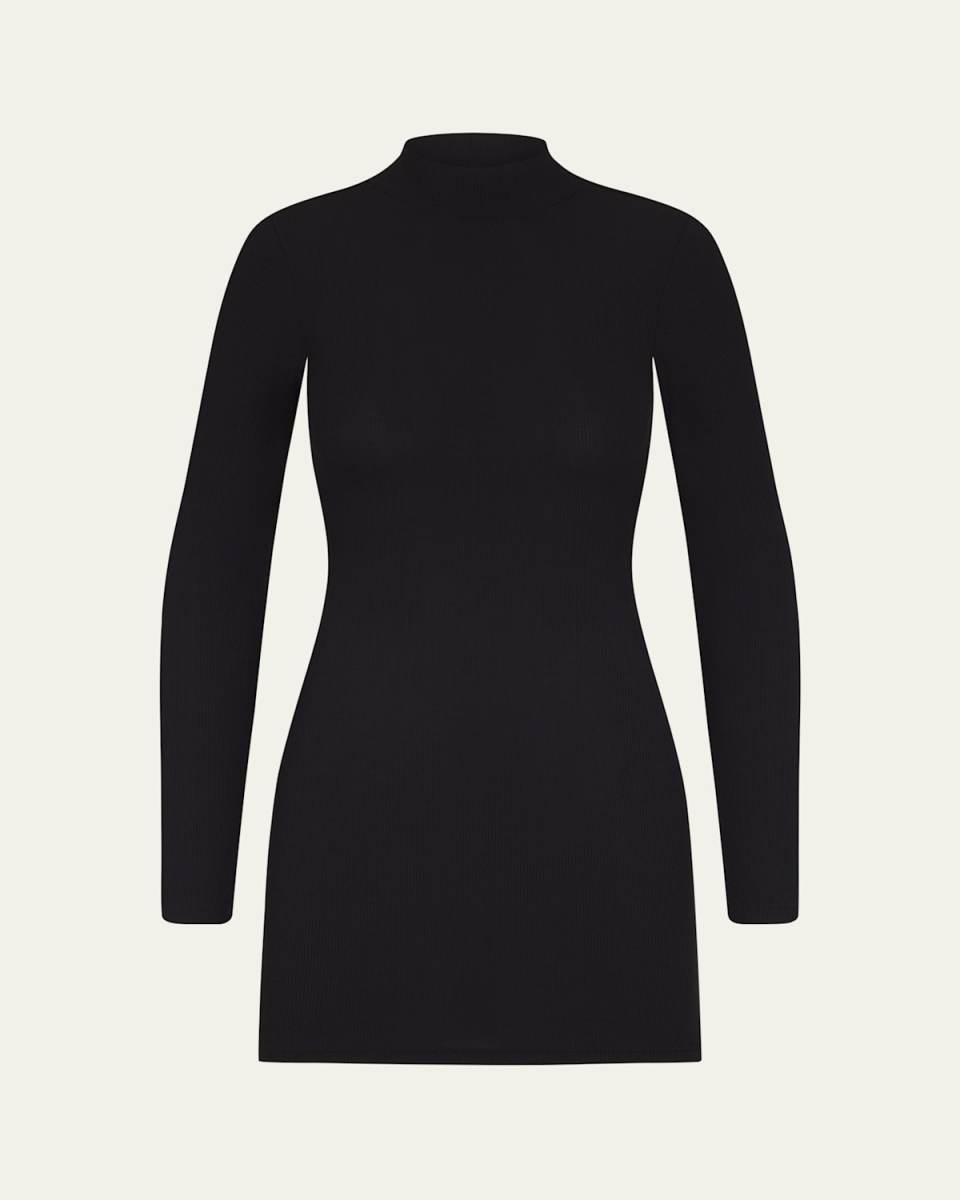 Soft Lounge Ribbed Mock-Neck Mini Dress