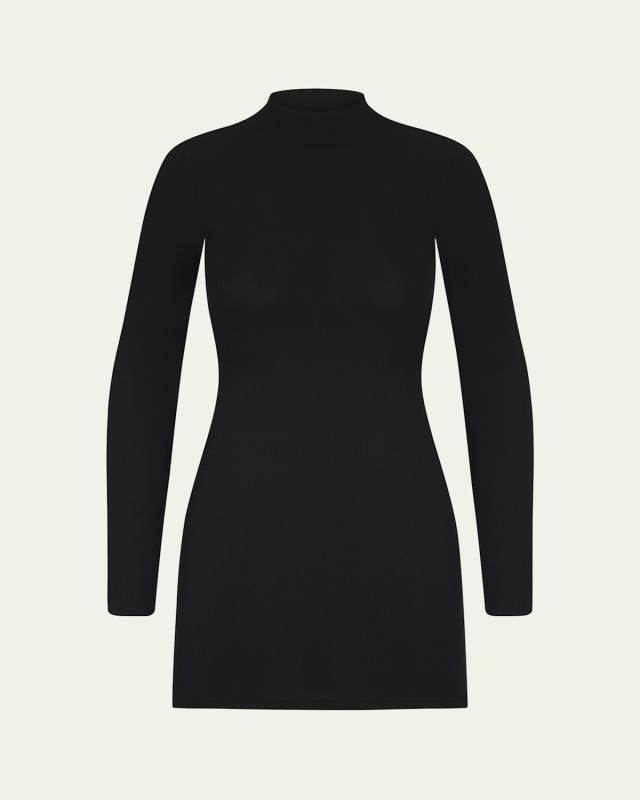 Soft Lounge Ribbed Mock-Neck Mini Dress