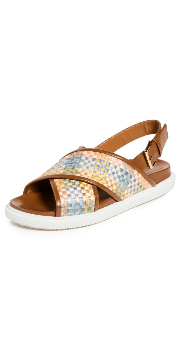 Marni Fussbett Crisscross Sandals Lemon/Apricot/Mocha