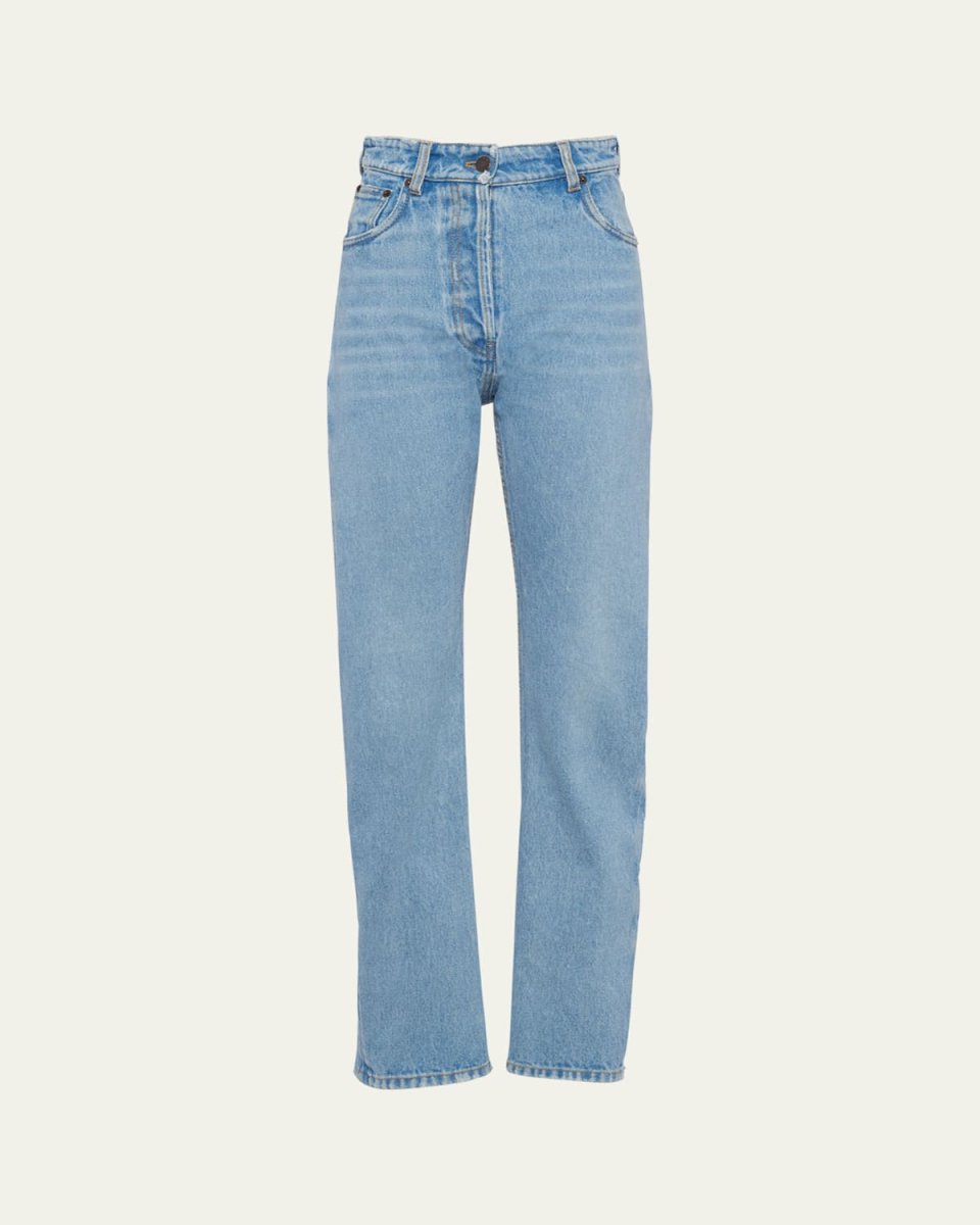 Denim Bleached Straight Leg Pants